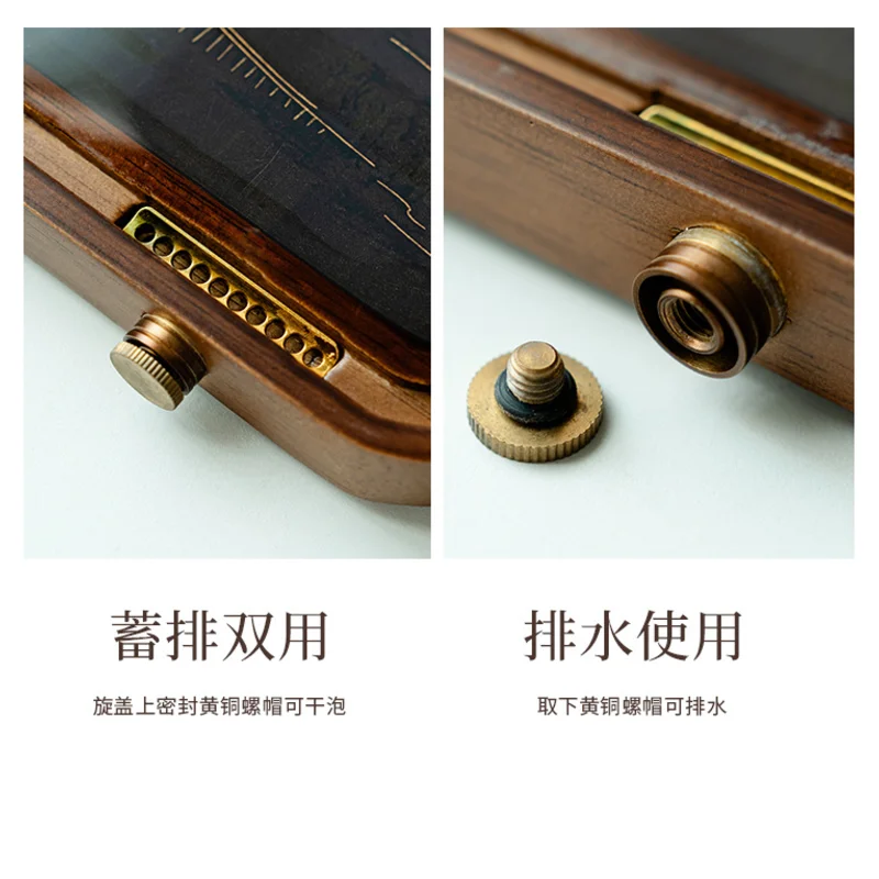 Walnut Tea Tray Household Solid Wood Tea Base High-end Color Changing Tea Tray Tea Set Dry Brewing Table Water Storage Tea Board