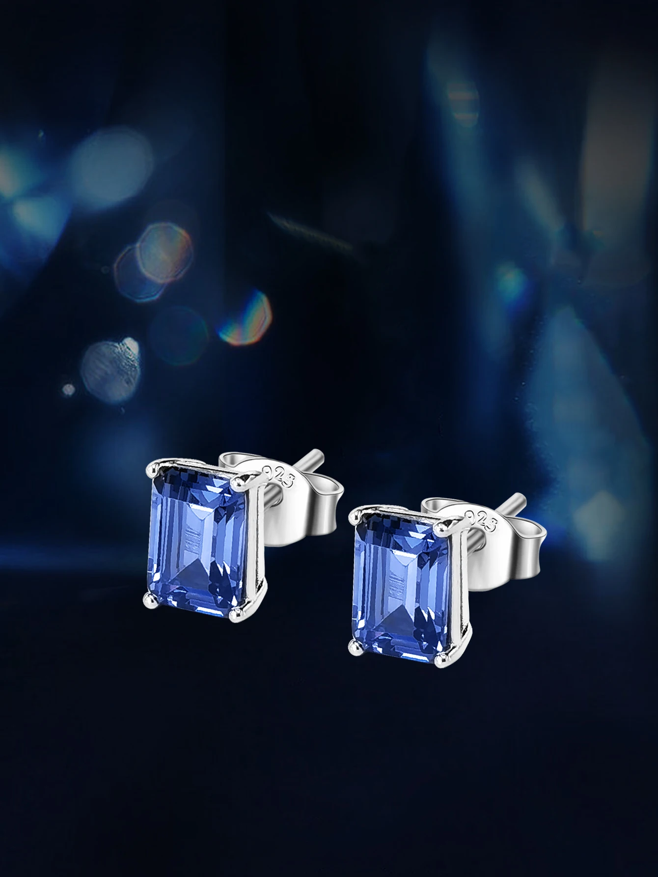 

Tanzanite Stud Earring 925 Sterling Silver Earrings for Women 5A Zircon Emerald Cut Birthday Gift