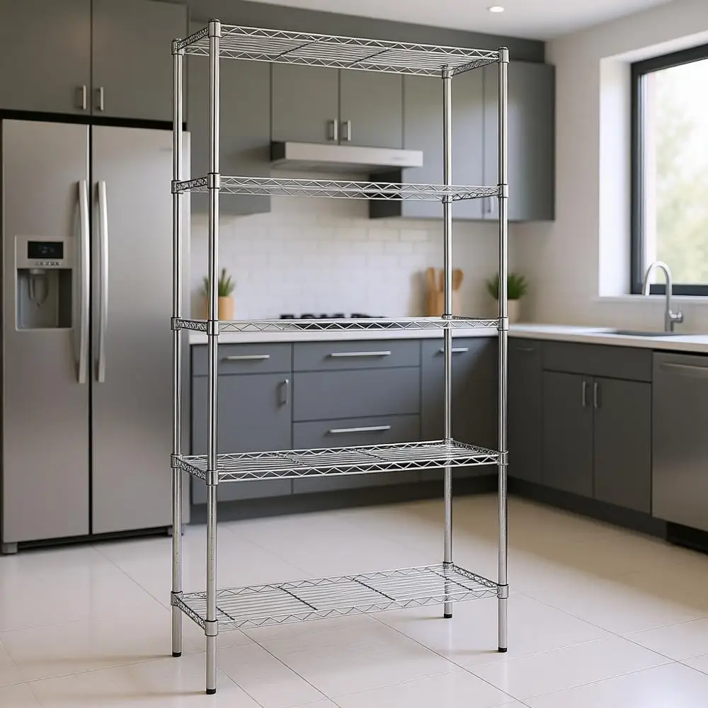 

Adjustable Heavy Duty Steel Wire Rack Storage Organizer, 36 L x 14 W x 72 H, Chrome