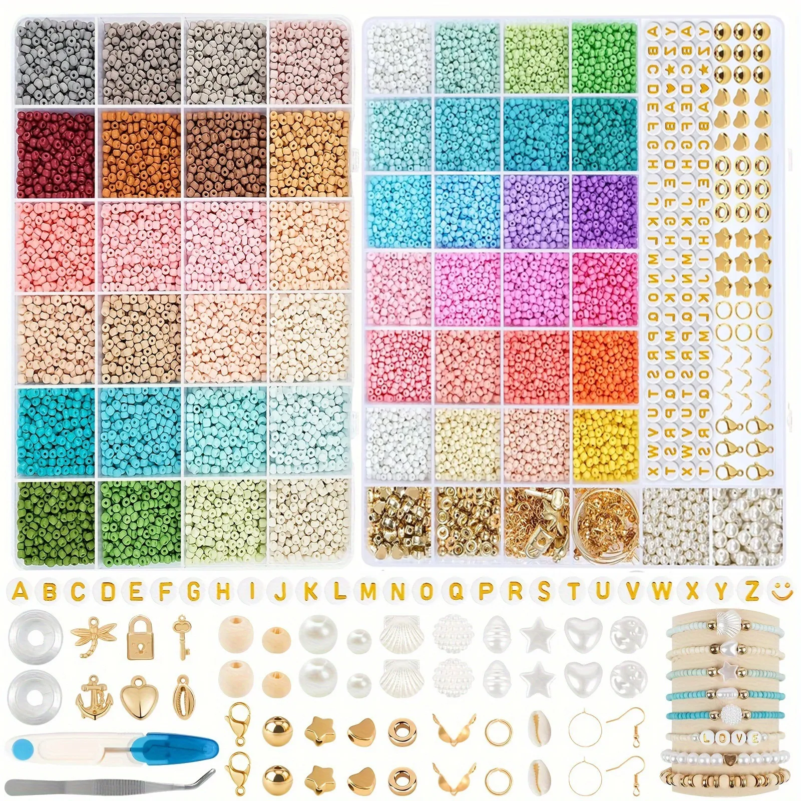 

2/3/4mm Sweety Solid Color Glass Seed Rice Beads Set Golden Color Charms Kits DIY Making Bracelet Necklace Jewelry Accessories