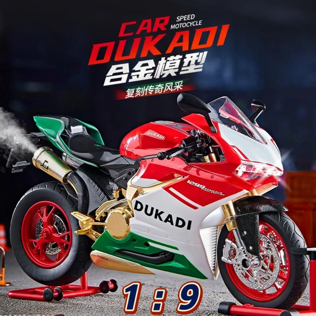 

Realistic Simulation Collectible Model with Mist Spray Function and Igni，Suitable for Ducati 1:9 Alloy Electric Motorcycle Toy