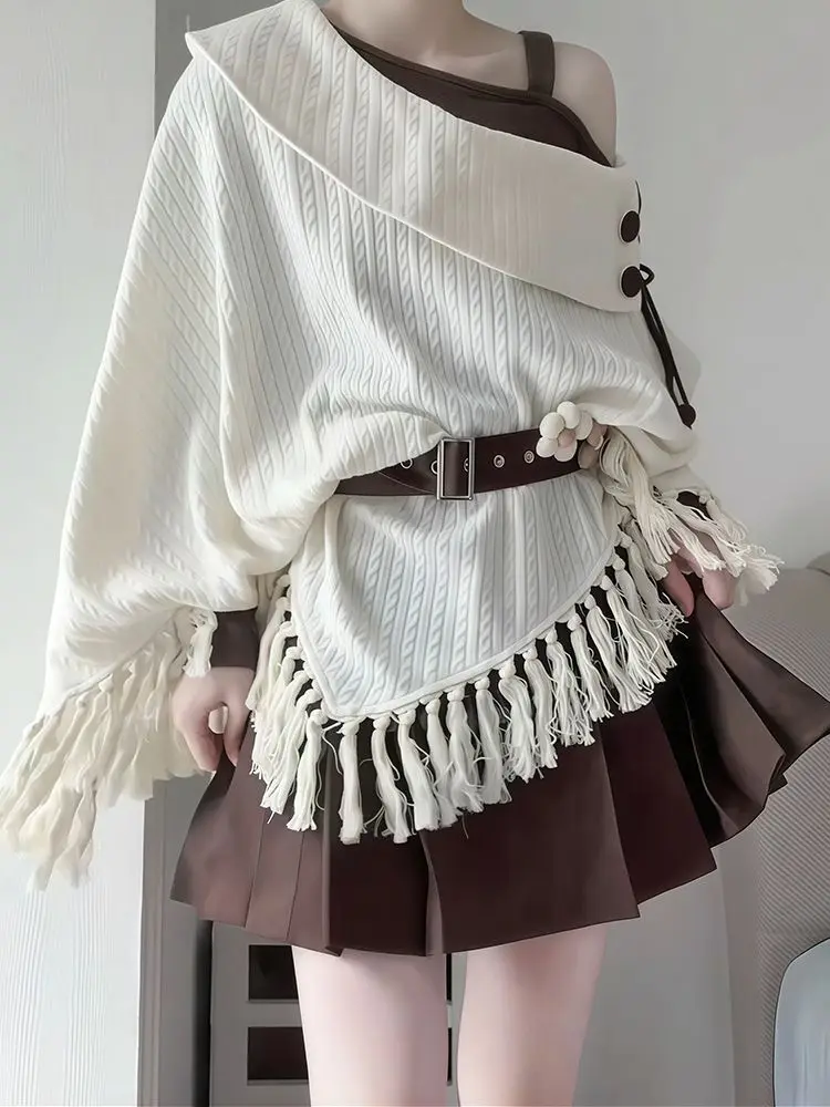 Aesthetic T shirts Autumn Sweet Girl 3-piece Brown Harajuku Slim Harajuku Camis Y2k Crop Top T shirt Korea Fashion Women Tee Emo