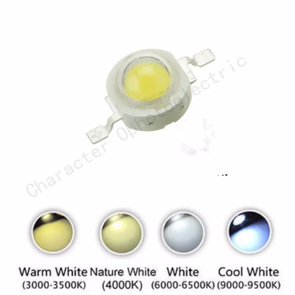 100pcs 1W 3W High Powre LED Bead Warm white Neutral White Cool white 10000K 20000k 30000k LED Chip Emitter for light diy