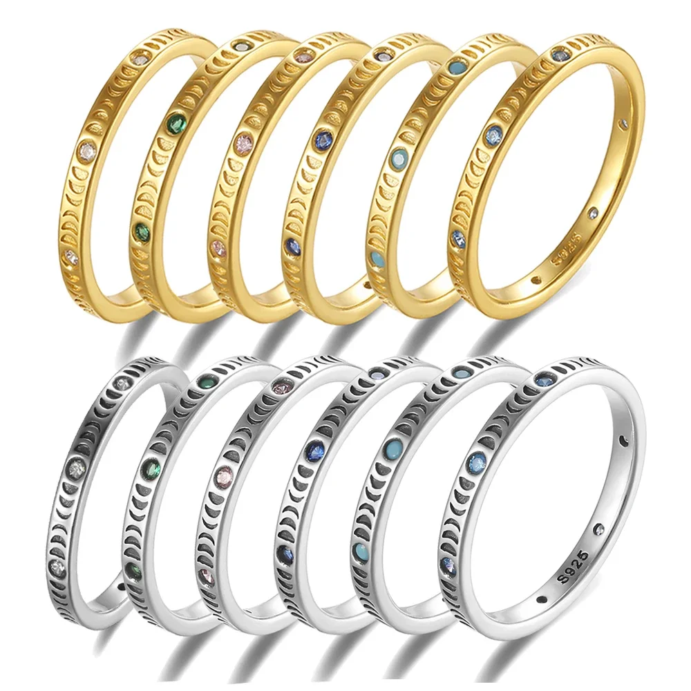 RORU Crystal CZ Eternity Finger Ring Silver 925 Gold Color for Women Fashion Wedding Engagement Rings Luxury Brand Jewelry Gifts