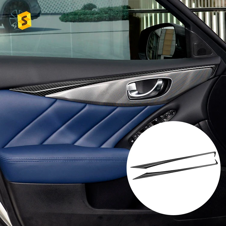 

Equipment Smart Library Shasha Carbon 2pcs Car Front Door Trim Cover For Infiniti Q50 Q50L 2015-2022 Dry Carbon Part