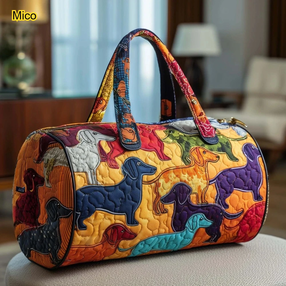 

3D Quilted Dog Pattern Storage Bag Multi-purpose Pet Organizer Pouch Stylish Travel Gym Yoga Carry Bag for Daily Neat Storage