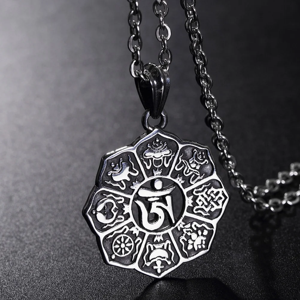 

1pc Vintage Buddha Pendant Necklace 60Cm Long Retro Titanium Steel Exquisite Choker For Party Dancing Ktv