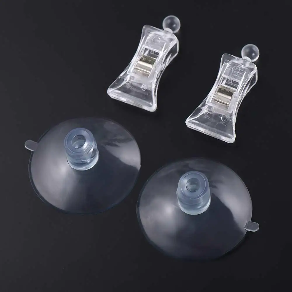 2Pcs Multifunctional Office Wall Living Room Mall Practical Door Window Clear Suction Cup Clip Plastic Sucker Clamp Home