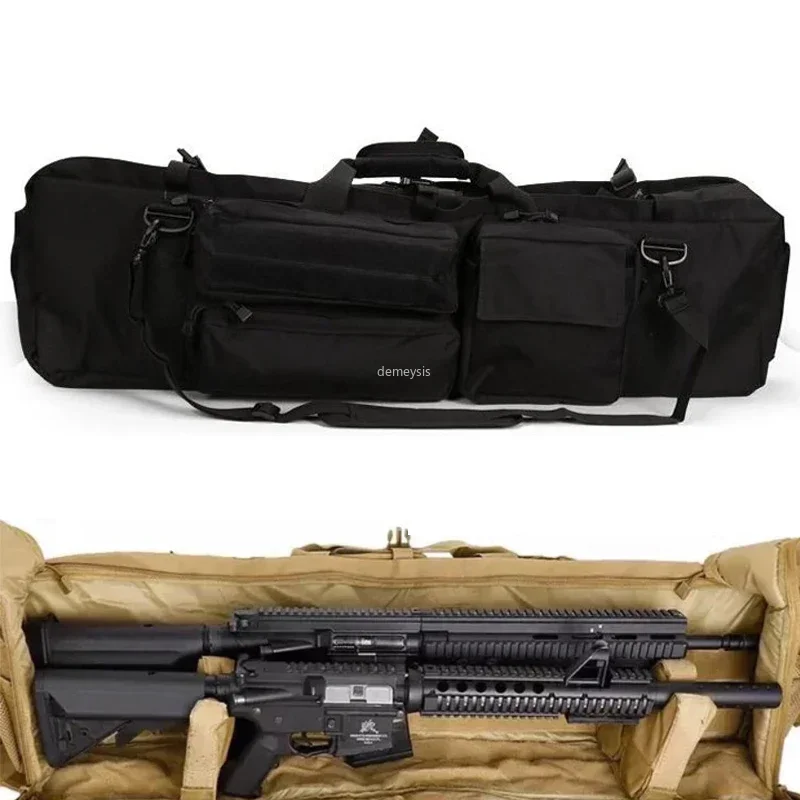 Tactical Dual Gun Bag Outdoor Hunting Rifle Carrying Shoulder Bag Shooting Airsoft Paintball Gun Bags for M249 M4A1 M16 AR15