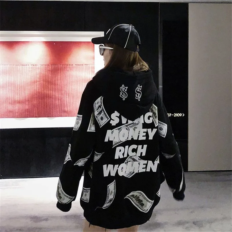 أوائل الخريف 2025 الأخت الكبرى المفضلة عارضة الأزياء السوداء الرجعية طباعة إلكتروني نمط كسول والترفيه فضفاض تنوعا بسيط #5