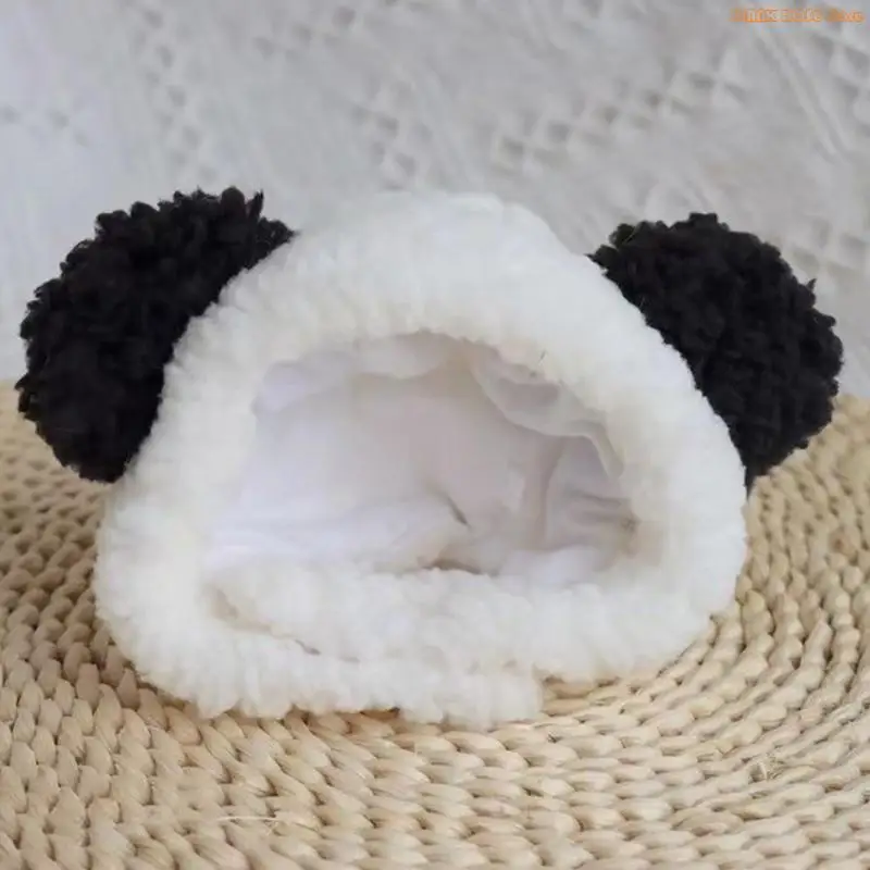 K1AE Cats Hat Panda Cap Warm Cosplay Accessories for Cats Small Dogs Adjustable