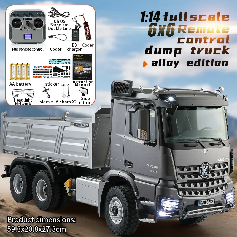 RC 1/14 6*6 New Kabolite Dump Truck RTR 2.4G Vehicle Dumper Tipper Truck Light Sound Model for Adult