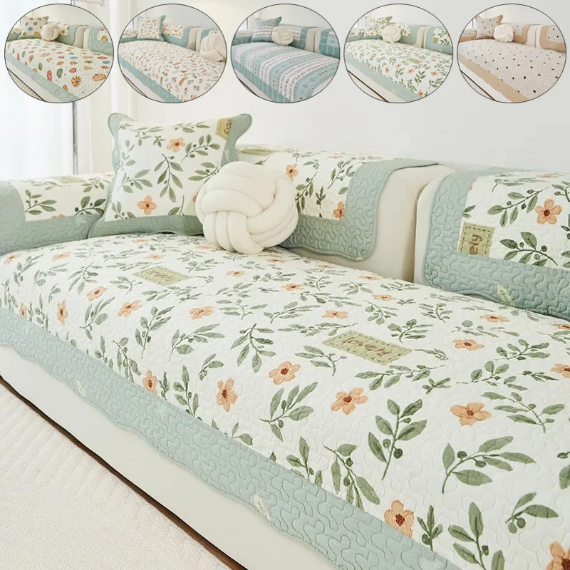 

100% Cotton Sofa Cushion for All Seasons Universal Non-slip Sofa Cover Cover Cotton Fabric Thicken Backrest Cover Cloth Towel