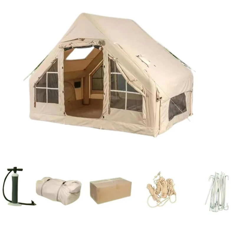 

Надувная палатка для кемпинга на открытом воздухе, большая утолщенная ночная непромокаемая палатка для кемпинга, дикая кабина, сад, патио, пляжная рыба, надувная палатка