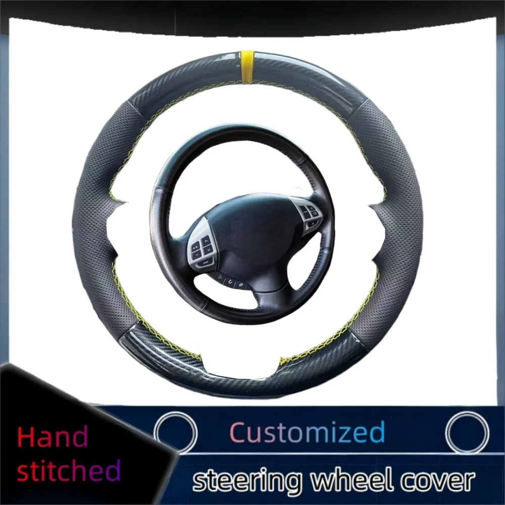 

raid Car Steering Wheel Cover Wrap Hand Sewing Genuine Carbon Fibre Leather For Mitsubishi Lancer X 10 2007-2015 Outlander