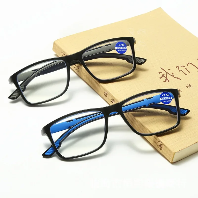 Presbyopic Glasses For Women Comfortable Anti Blue Light Glasses Square Frame Men Reading Glasses Vision Protection +1.5 ... 4.0