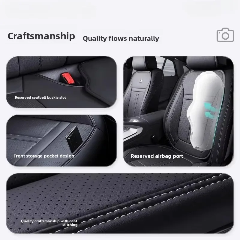 Nappa Leather Car Seat Cover Anti-Slip and Full Wrap Driver Car Seat Protector Mat Front Bottom Car Seat Cushion Cover view 3