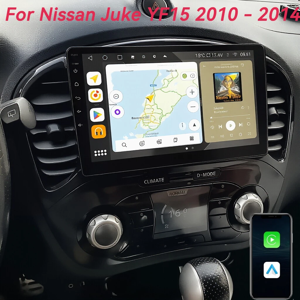 

Android 16 Car Radio For Nissan Juke YF15 2010 2011 2012 2013 2014 Multimedia Video Player GPS Navigation WIFi+4G Carplay Auto
