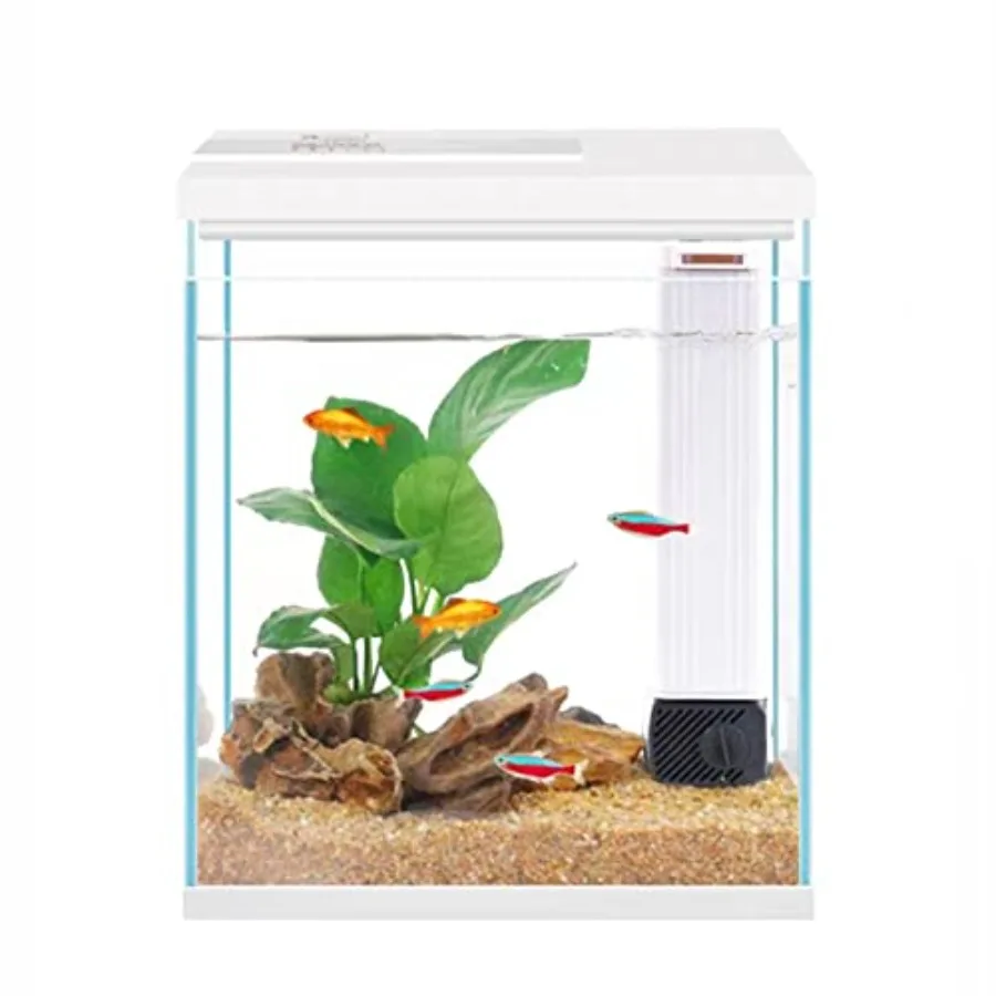 

Betta Fish Tank Glass Aquarium Starter Kit Small Fish Tank with Filter and Light