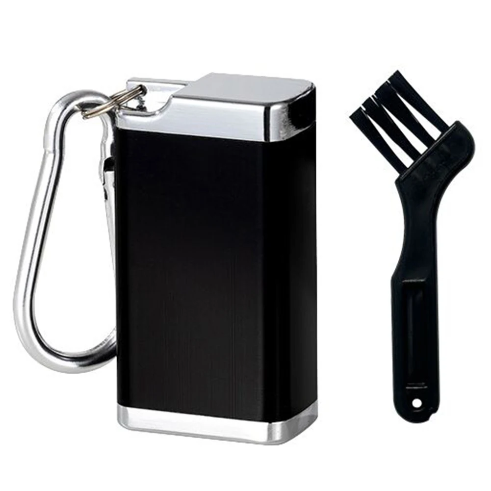 Mini Portable Ashtray Rotating Lid Outdoor Cigarette Holder with Carabiner Butt Disposal Box Fireproof for Outdoor Travel