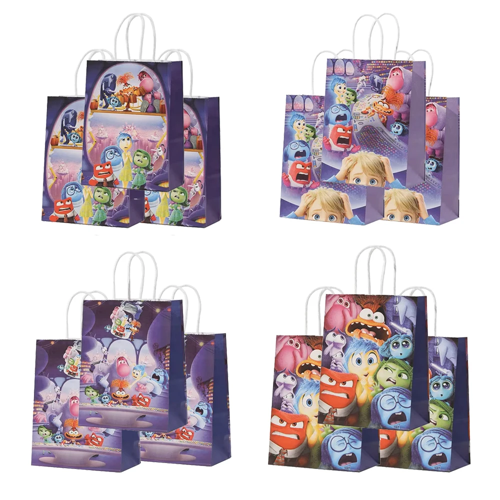 

1/3/6pcs Printed Handle Bags Disney Inside Out 2 Candy Bag Child Gift Paper Bags Girl Boy Kids Birthday Party Decoration Supplie