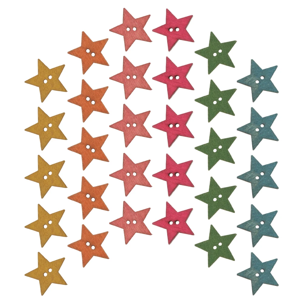 

100pcs Wooden Star Buttons 25Mm Vintage Colorful Craft Sewing Embellishment For Jackets Sweaters Diy Knitting Scrapbooking