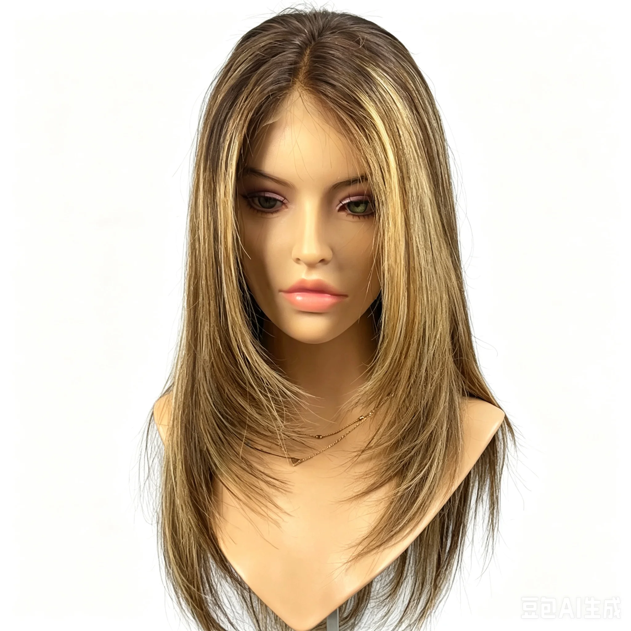 Glueless Balayage Ombre Dark Root Balayage Highlight Brown Blonde Layered Cut Lace Front Wig