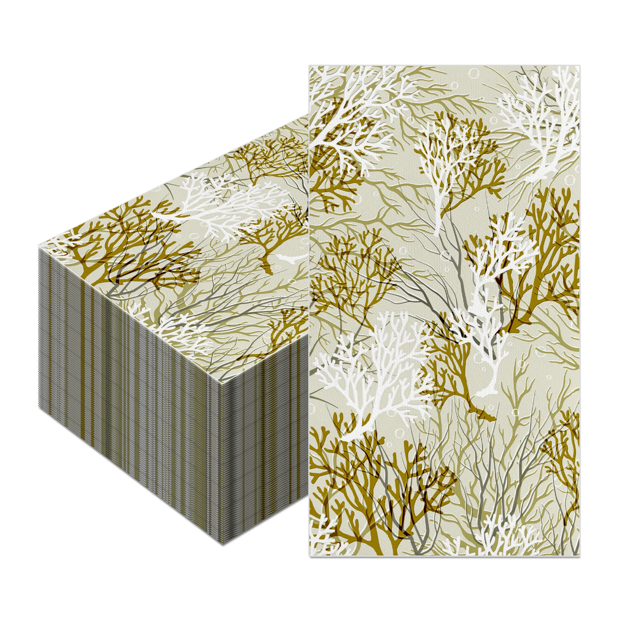 60/100pcs Disposable Paper Napkins Neutral Ocean Coral Pattern Guest Towels Summer Dinner Table Decoration