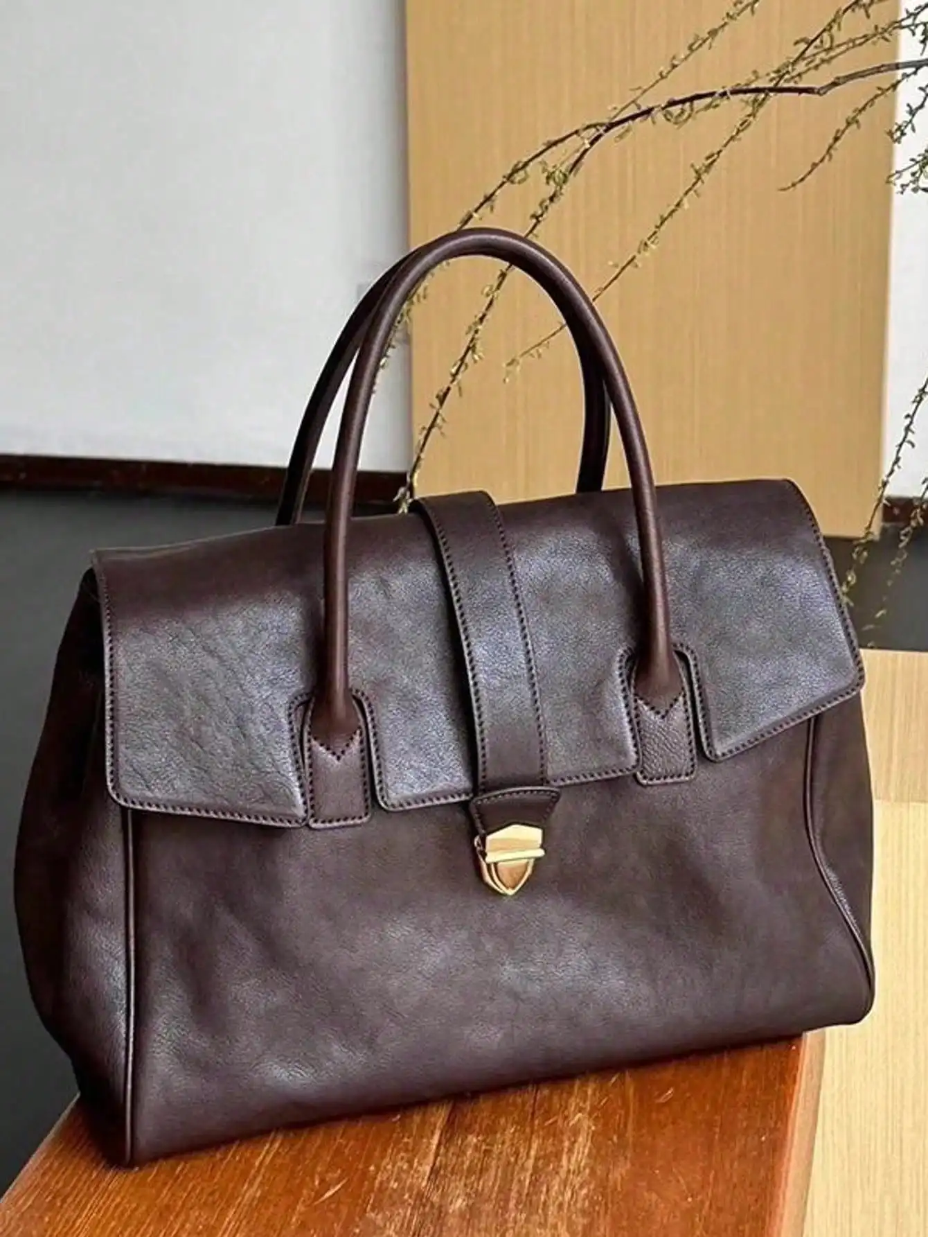 

New Style Handbag Briefcase Ladies High-Grade Leather Bag Retro Large Capacity Commuter Bag Women's Bag