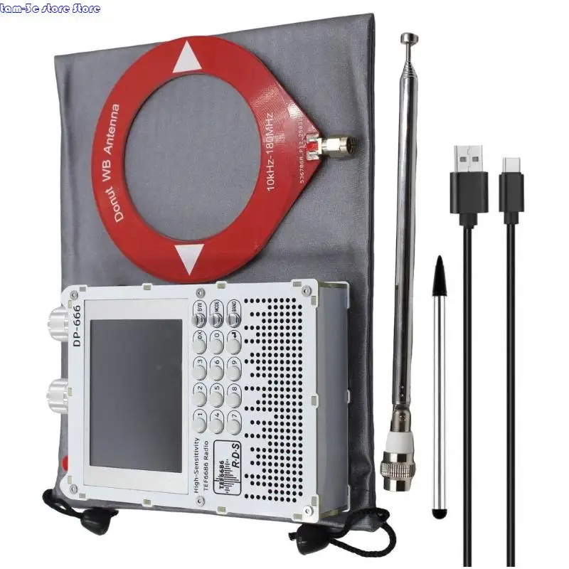 D0UA 터치 스크린 FM Radio 5000mAh 배터리 TEF6686 DP666 칩 높은 감도 야외 여행 및 비상 사용