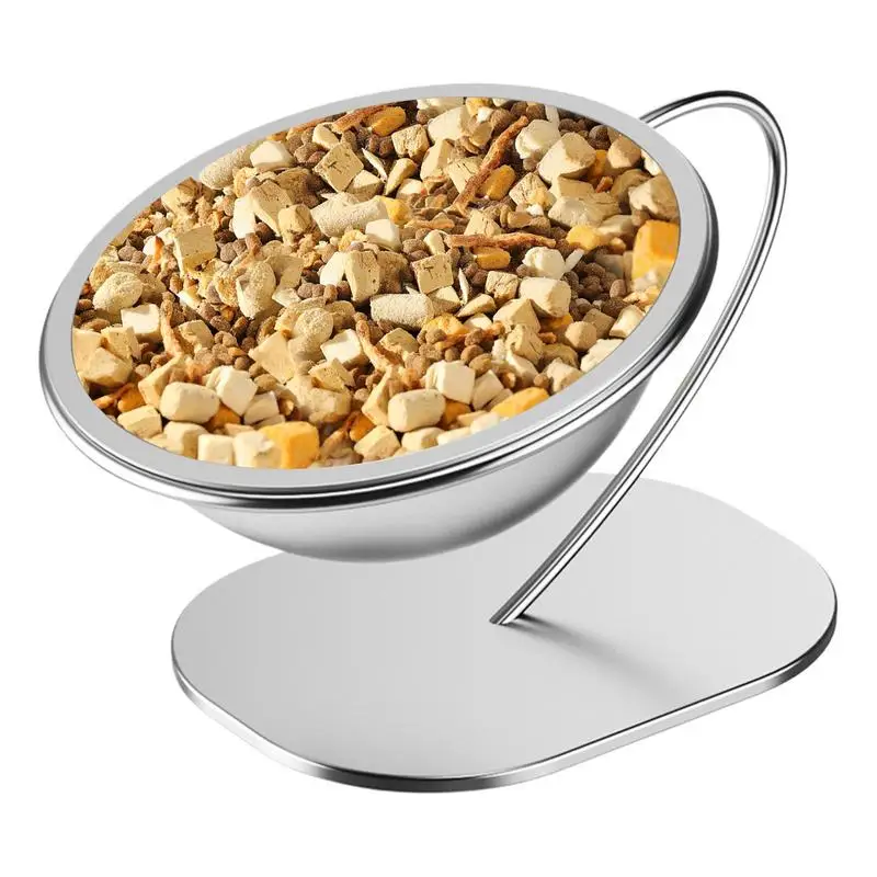 

Raised Tilted Cat Bowl Metal Kitten Food Container Lifted Pet Bowl With Stable Base Cat Feeding Accessories For Small To Medium