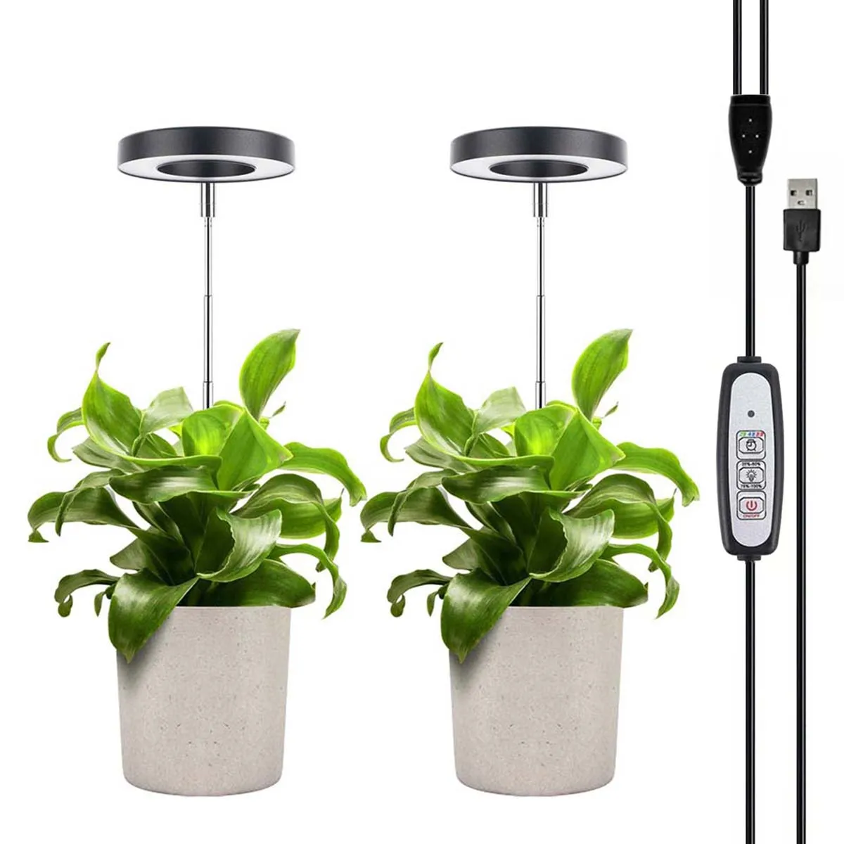 Full spectrum indoor plant growth light with base plant growth light height adjustable automatic timing 5V small plant light