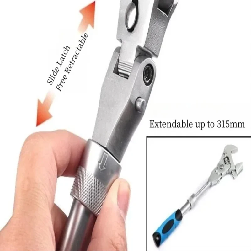 5 In 1 Adjustable Torque Universal Ratcheting Wrench Maintenance 180 Degree Folding 10-Inch Pulley With Rotating Head Hand Tools