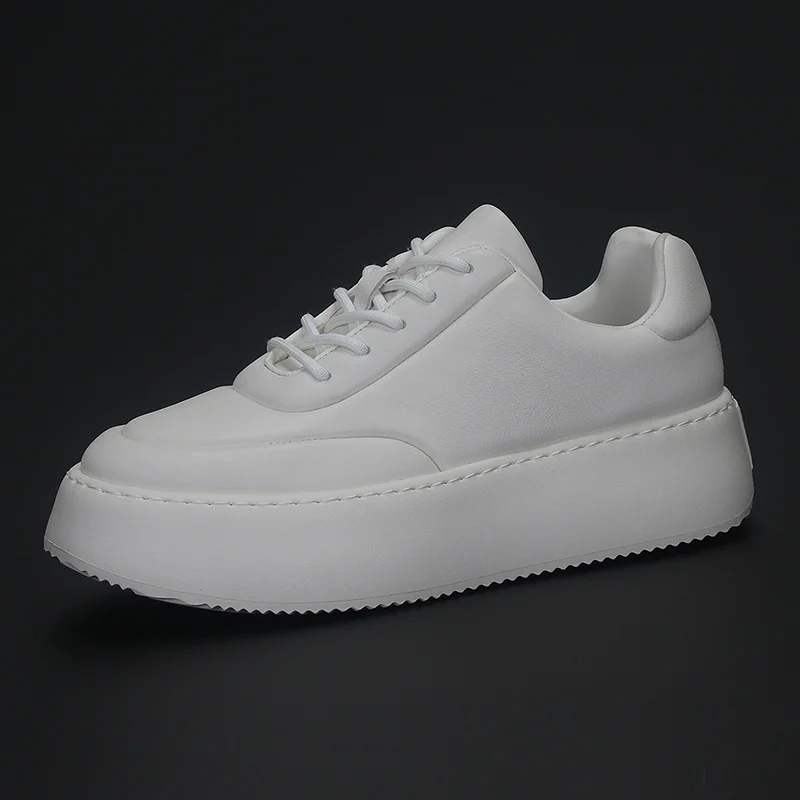 

Leather Men's Shoes British New All-matching Solid Color Low Top Small White Shoes Soft Sole Comfortable Cowhide Men's Casual