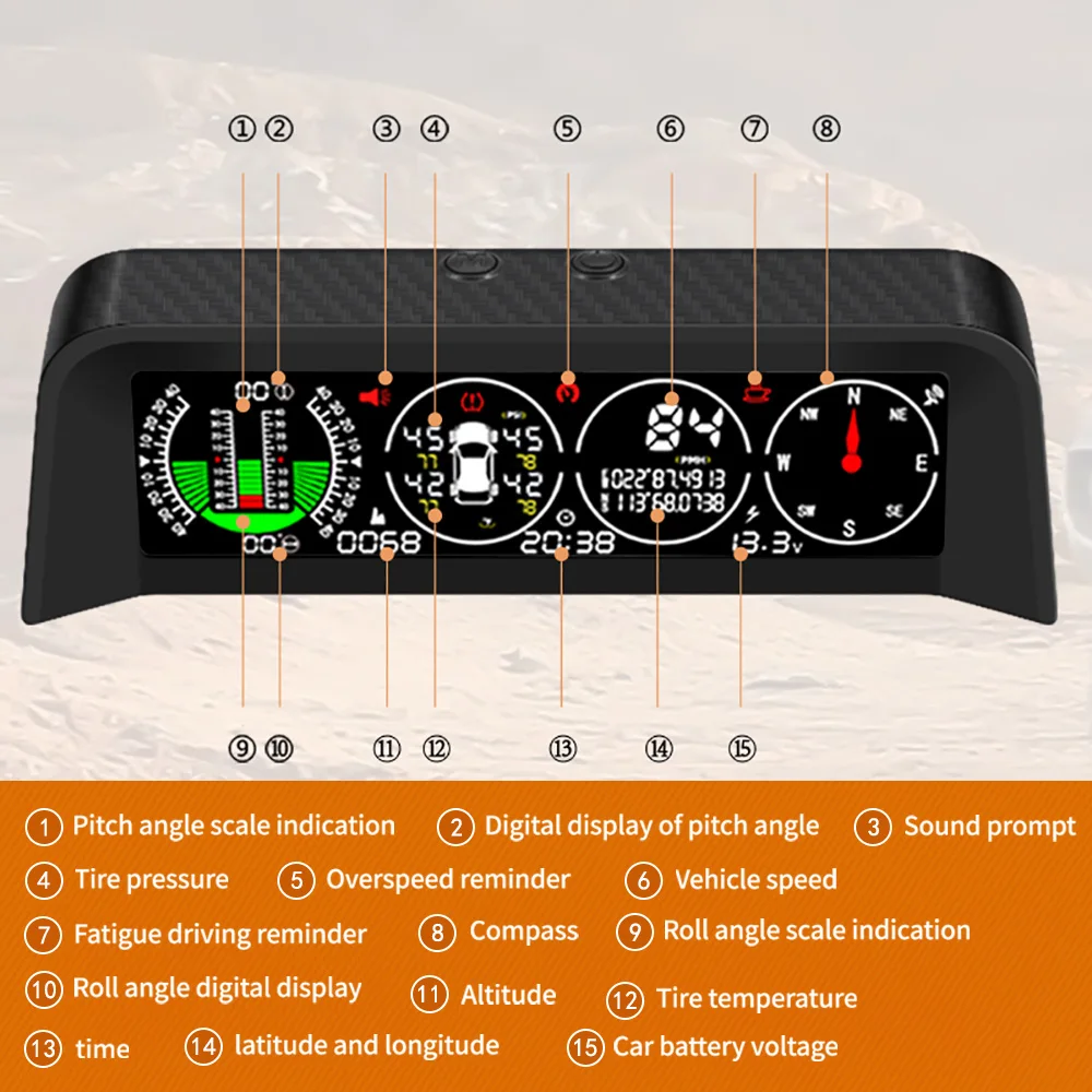 X91 Tire Pressure Gauge GPS TPMS for HUD Speedometer Slope Meter Inclinometer Car Accuracy Positioning System Compass Altitude