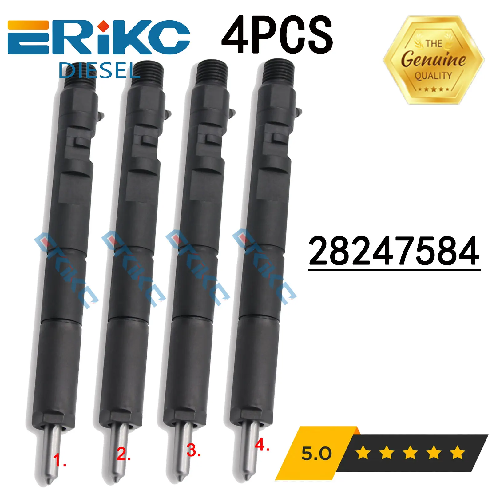 4PC 28247584 Diesel Fuel Injector 28247584 New Common Rail Inyector Assy for Delphi