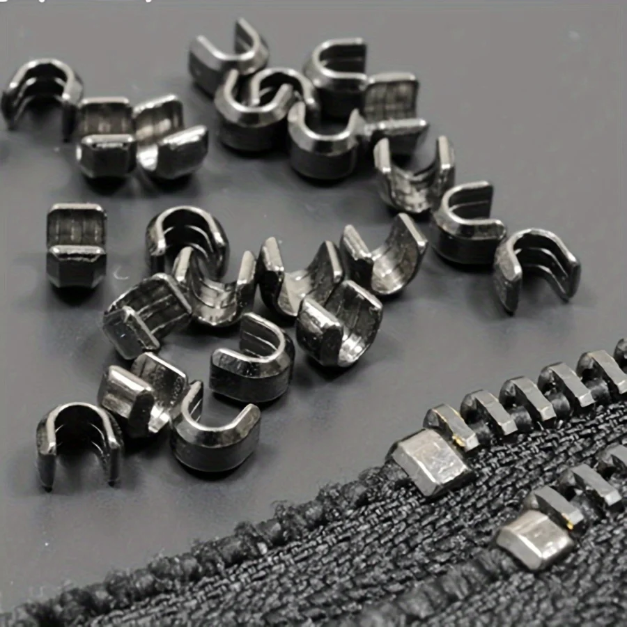 50Pcs  5# 0.19in U Stopper Metal Zipper Non-slip Buckles Bag Purse Top and End Lock Stops Repair Kit Sewing Tailor Accessories