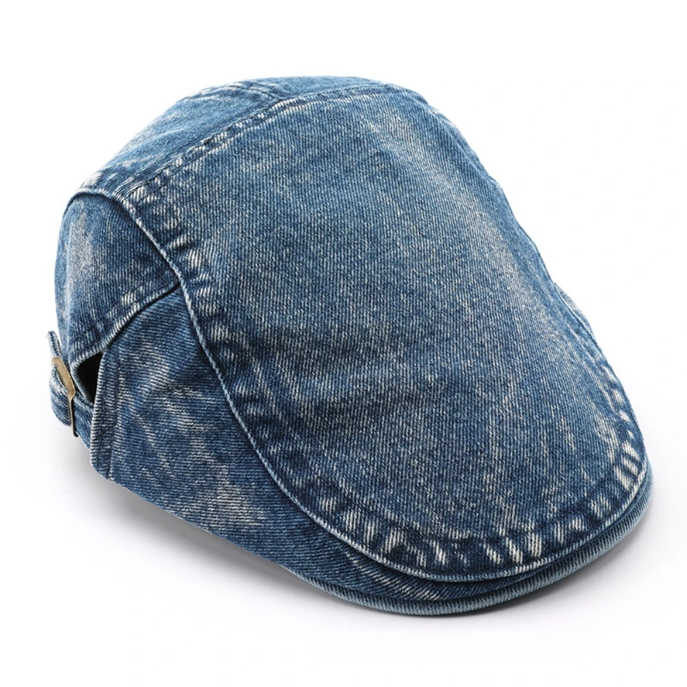 Korean-style Fashionable Antique Metal Copper Buckle Adjustable Denim Forward Hat. Both Men's and Women's Versions.
