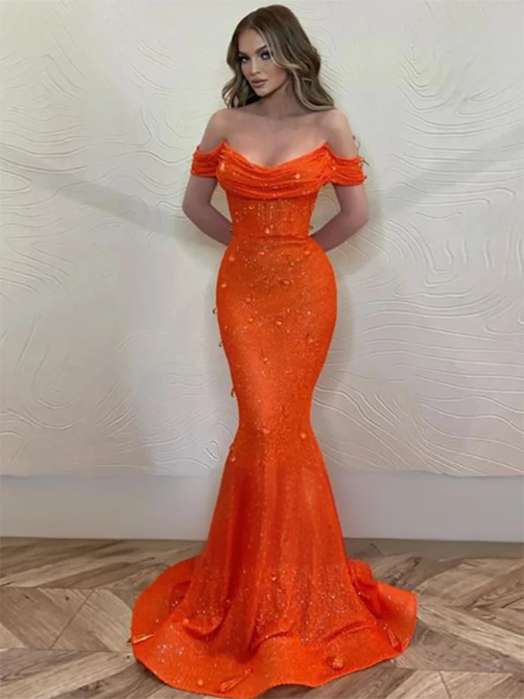 

Luxury Sexy Sparkly Sequin Off the Shoulder Mermaid Formal Evening Dresses Party Prom Gowns