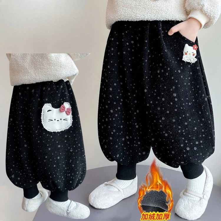 Little Demon & Little Polka Dot Cat Fleece Pants