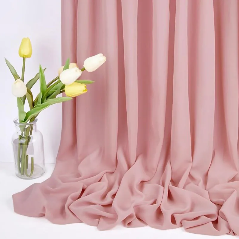 Solid Chiffon Fabric Bridal Wedding Party Decoration Georgette Handmade DIY Backdrops Curtain Dress Skirt Pants Cloth Material