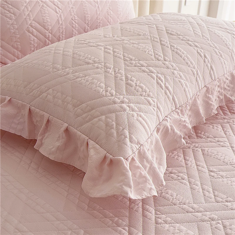 Bonenjoy 2pcs Pillowcase Ruffles Pillow Cover Solid Color Cushion Cover 48x74cm Rectangle Pillowslip Home Pillow Case 베개커버