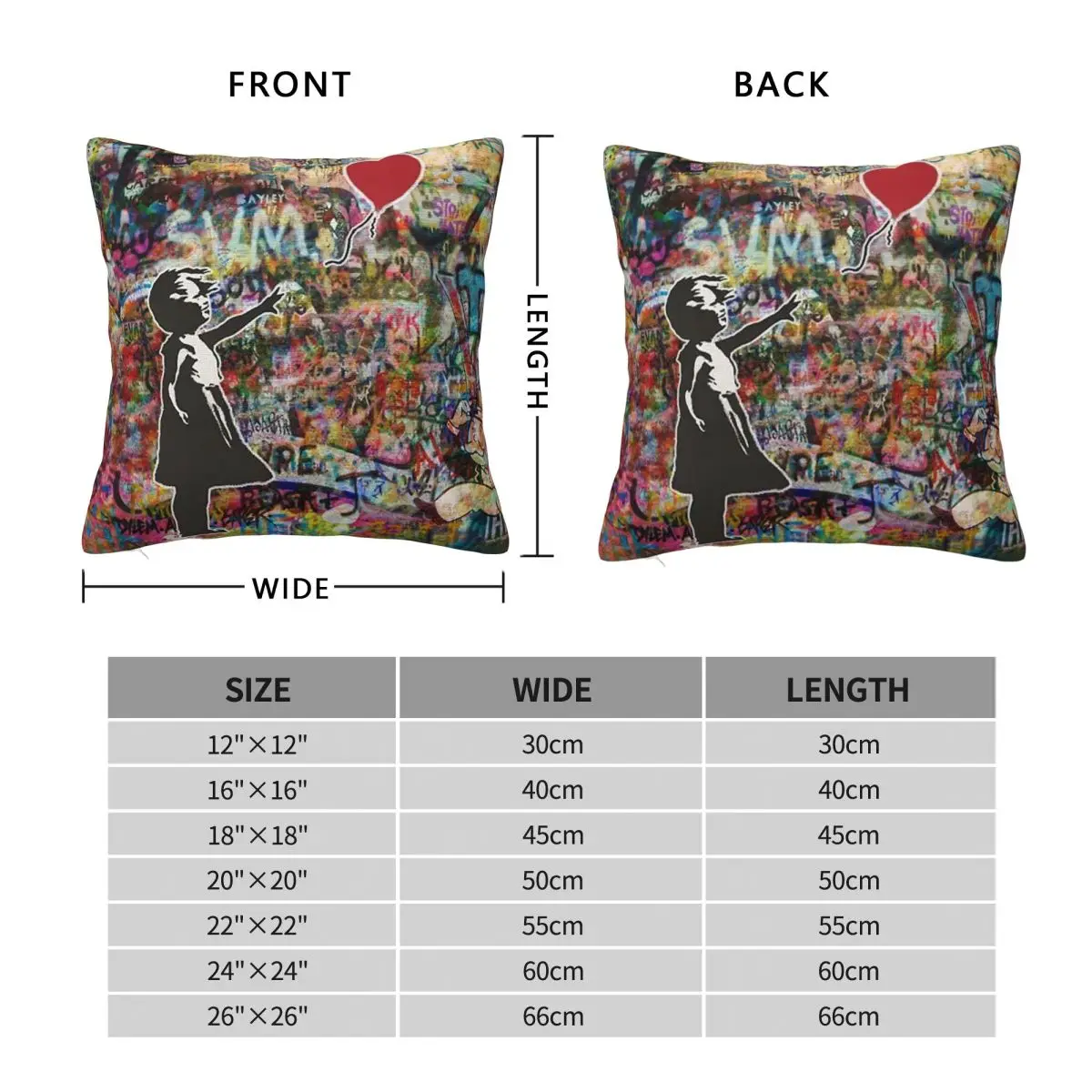 Banksy Girl With Balloon Square Pillowcase Polyester Linen Velvet Printed Zip Decorative Pillow Case Sofa Seater Cushion Cover