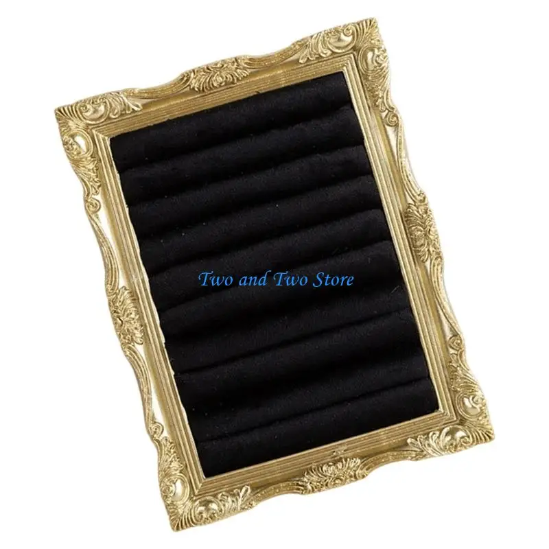 HX6F Fashionable Velvety Covered Resin Accessories Stand With Retro Frame