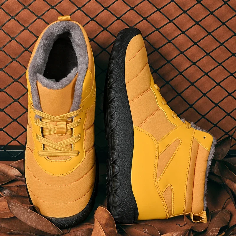 

Зимние толстые плюшевые теплые ботинки для мужчин, золотые уличные дышащие удобные зимние ботинки, мужские ветрозащитные короткие ботинки