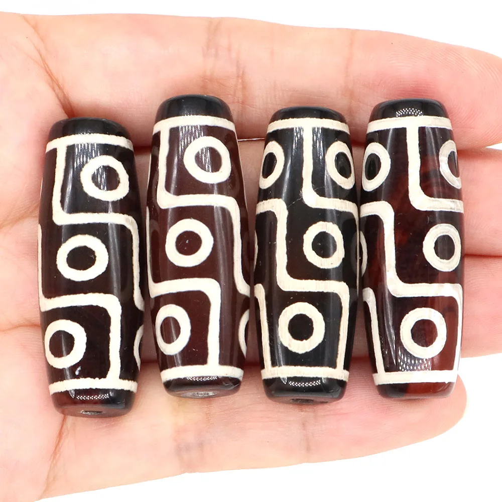 40x14mm Natural Stone Tibetan Dzi Agate Beads Dragon Eye Long Barrel Shape Bead Healing Crystals for Jewelry Making DIY Necklace