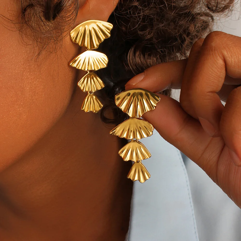 

DIY accessories Guangdong decoration European and American style exaggerated high-end shell series fringed earrings fashion ligh