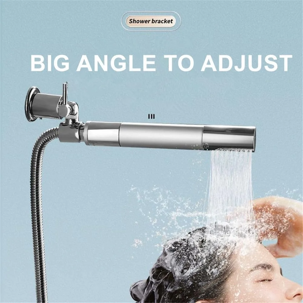 Suporte de cabeça de chuveiro de metal completo, suporte de cabeça de chuveiro ajustável de 180 graus, suporte de chuveiro de mão montado na parede, porta de chuveiro com parafusos
