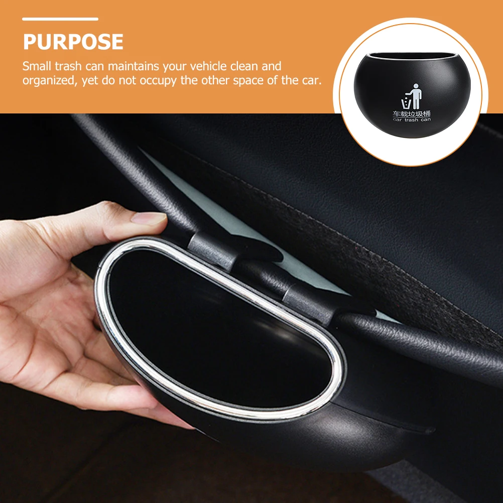 

Portable Car Trash Can Waterproof Mini Garbage Bin for Vehicle Smooth Surface Durable Plastic Black Small Size Car Interior