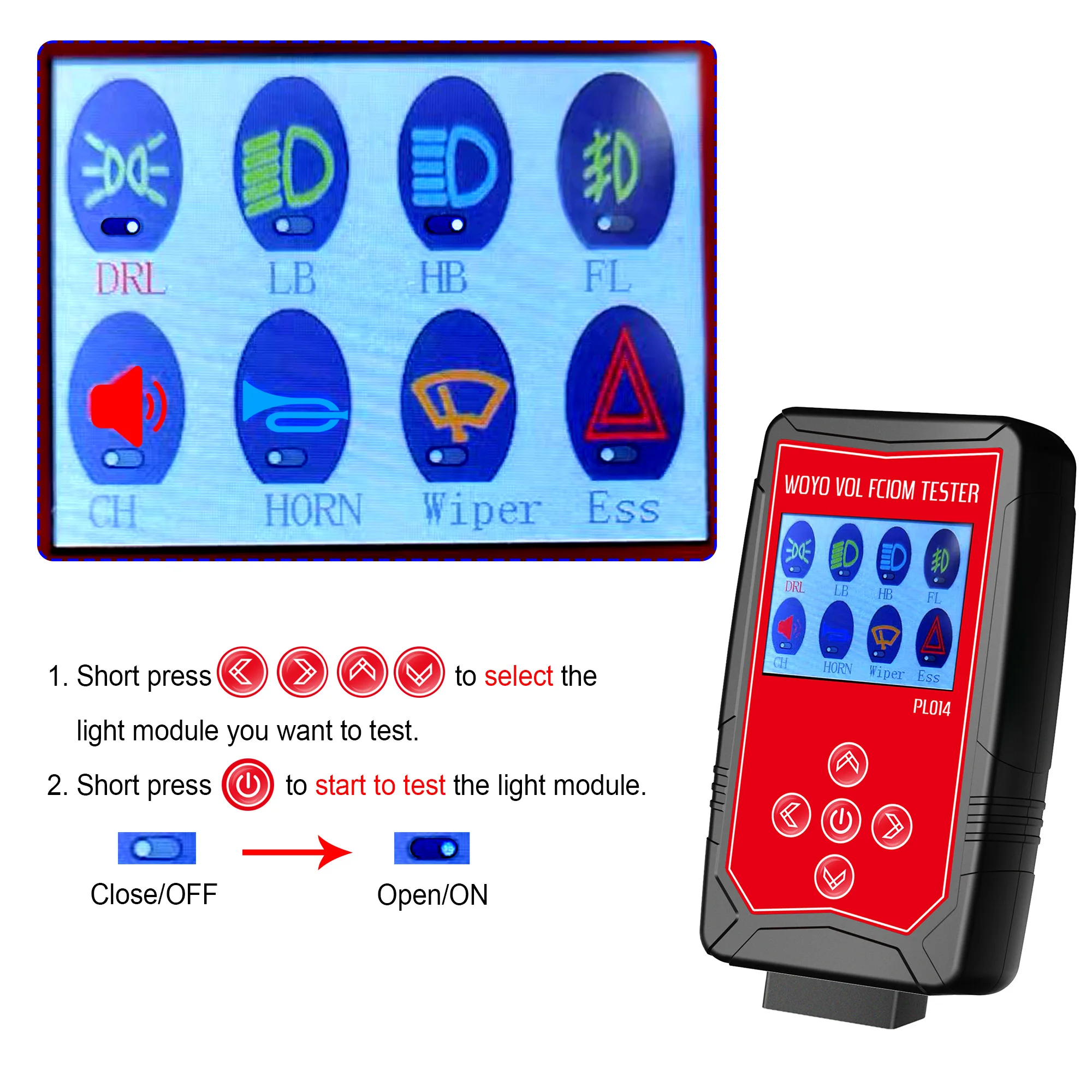 Truck FCIOM Tester For VOLVO/Renault, WOYO PL014 FCIOM Unit Truck Detector, Workshop Diagnostic Tool